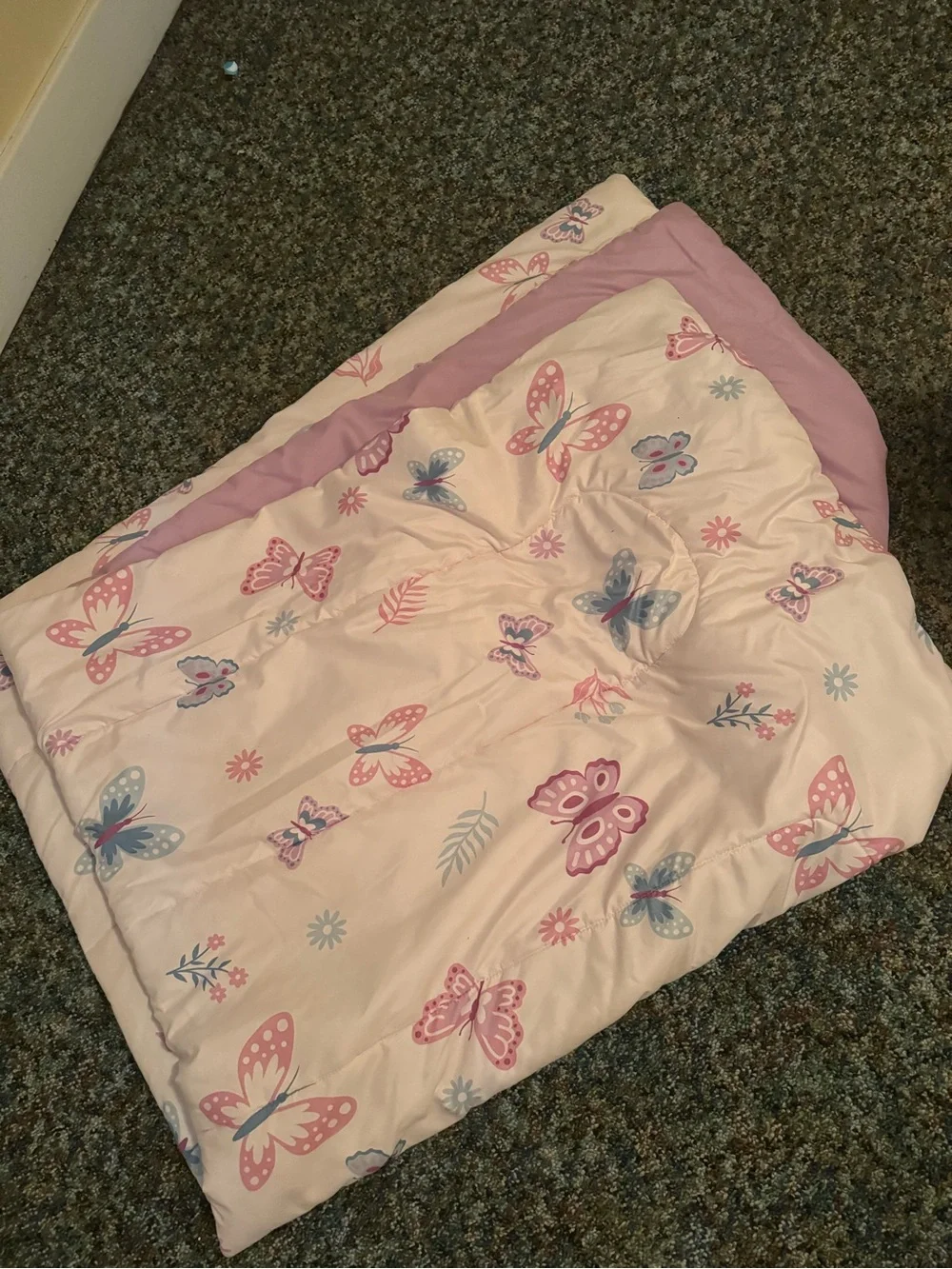 Plush Pink Butterfly twin Comforter - Child Bedding